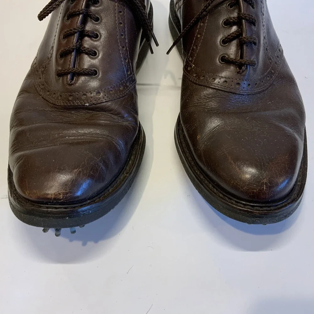 Johnson & Murphy Men's Leather Golf Shoes Waterproof Sz 10M Italy‎ Soft Spikes
